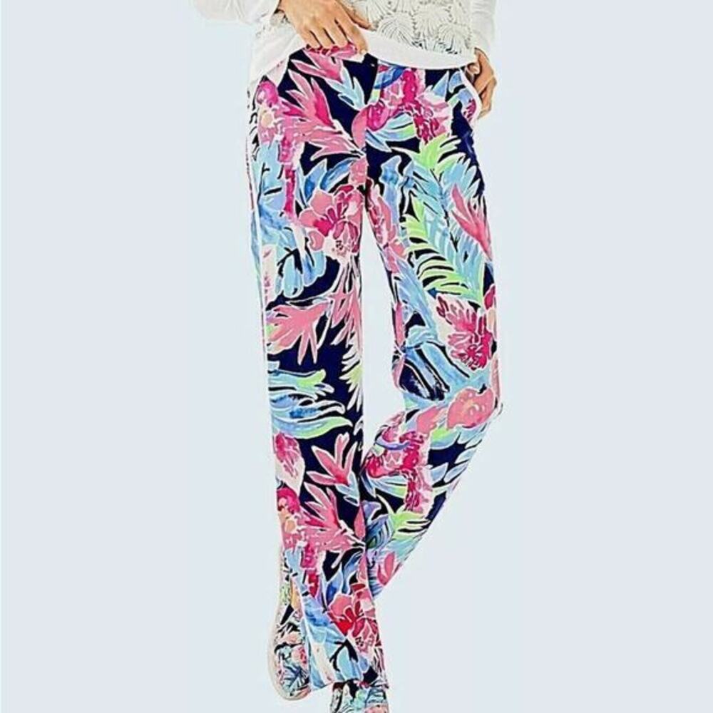 Lilly Pulitzer pants size 8 NWT straight Palazzo Madiera‎ coastal colorful
